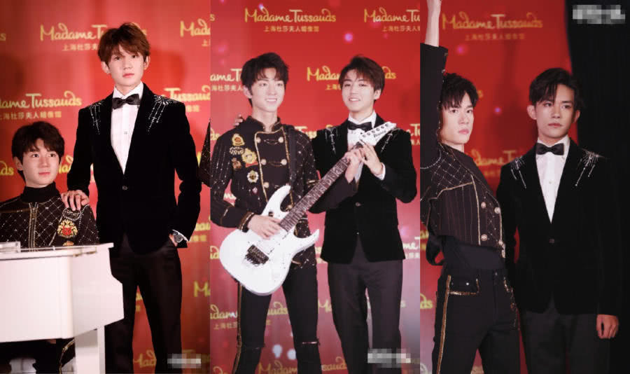 tfboys蜡像都比本人僵王俊凯小虎牙王源坐下来千玺眼神到位