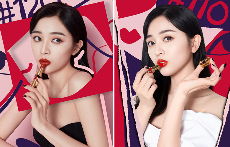吴宣仪晒口红广告写真,少女的肌肤满分