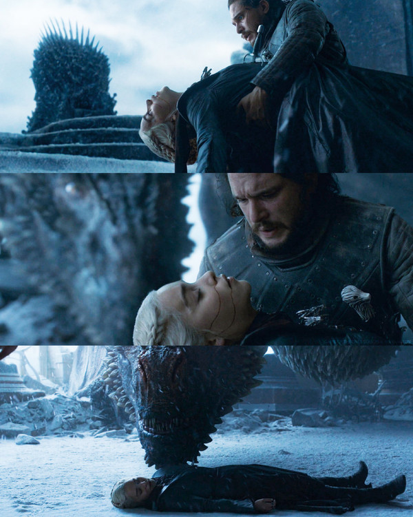 其中最让人不能接受的,就是龙妈死了,而且还死在了雪诺的手上.